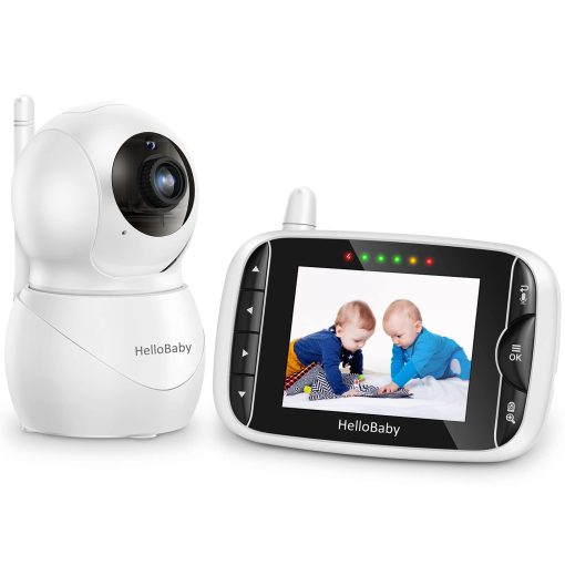 Monitor de Bebe HelloBaby con Camara y Audio, Pantalla LCD IPS, Monitor de Video de Bebe sin WiFi, Vision Nocturna Infrarroja, Pantalla de Temperatura, Canciones de Cuna, Audio Bidireccional y Modo VOX (HB66pro)