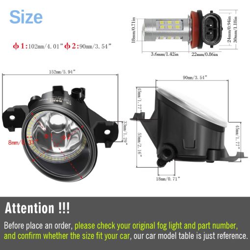 Faro de Niebla Actualizado con Anillo LED Halo DRL para Nissan Sentra Altima Rogue Versa Note Murano Pathfinder Maxima Kicks Juke Infiniti M35 M45 G37 QX60 JX35 - Imagen 6