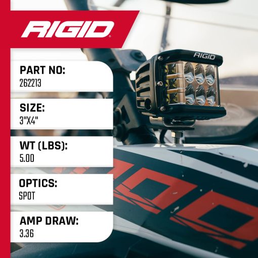 RIGID INDUSTRIES - D SS PRO Luz Puntual, Carcasa Negra, Luces LED para Todo Terreno de Lado, Vida Util de 50,000 Horas, Revestimiento Resistente a los Rayos UV, Facil de Instalar, Accesorios para Todo Terreno (Par, Negro, 262213) - Imagen 5