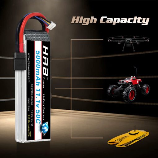 HRB 2PCS 3S 5000mAh Bateria Lipo 11.1V 50C 100C con Conector TR Compatible con RC Helicoptero Avion Cuadricoptero Coche Camion Barco - Imagen 2
