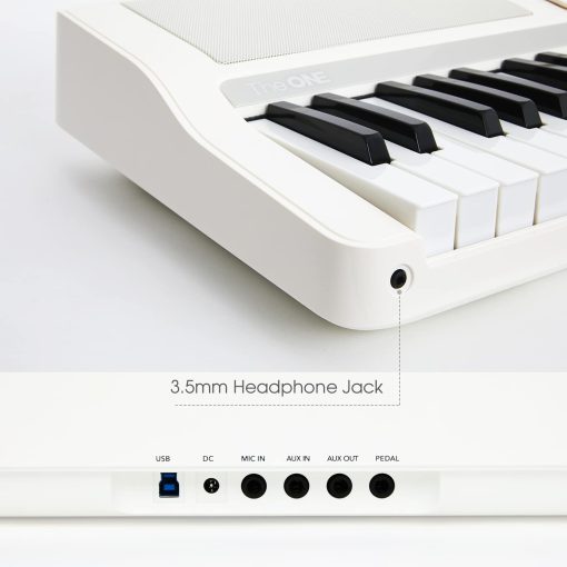 Teclado Piano THE ONE, 61 Teclas para Principiantes/Profesionales, Piano Electrico con Teclas Iluminadas, Soporte de Musica y Aplicacion de Piano, Compatible con USB MIDI/Audio/Microfono/Auriculares/Pedal Sustain - Imagen 6