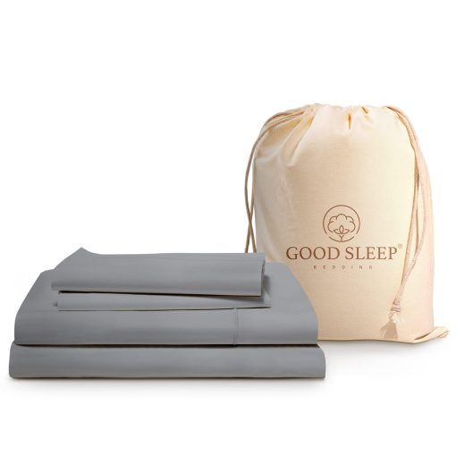 Juego de sabanas tamaño King Good Sleep Bedding con bolsillos profundos - 4 piezas, juego de sabanas King de 1000 TC, sabanas de cama King de algodon egipcio 100%, suaves y transpirables, se ajustan hasta 16 pulgadas - Gris Claro
