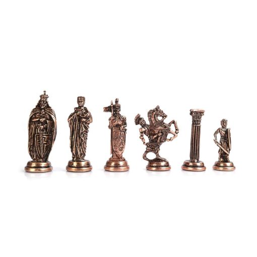 Juego de Ajedrez de Metal de Cobre Antiguo del Ejercito Britanico Medieval para Adultos, Piezas Hechas a Mano y Tablero de Ajedrez de Marmol Diseno de Madera Rey 3.35 pulgadas - Imagen 5