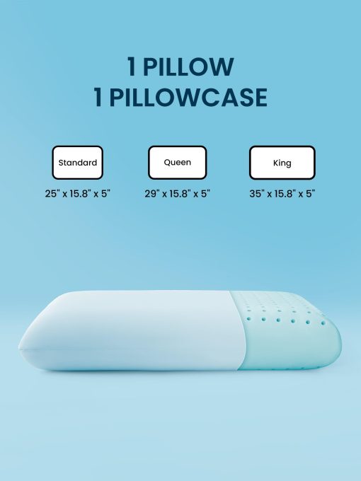 Almohada de espuma viscoelastica refrigerante SLEEP ZONE - Inodora, transpirable, amigable con la piel con soporte superior para dormir boca arriba, boca abajo o de lado, esencial para el hogar, hotel, hospital (Azul, King, Pack de 2) - Imagen 7