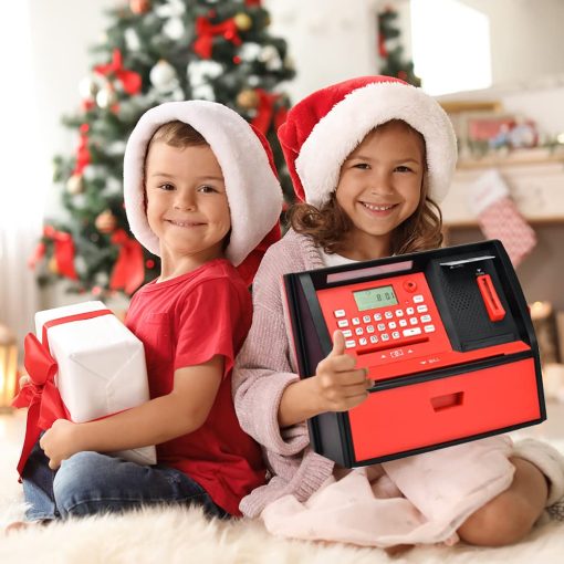 ATMBnk Alcancia Interactiva de ATM para Ninos, Juguete Seguro para Ahorrar Dinero con Proteccion de Contrasena, Reconocimiento de Monedas, Insercion de Billetes, para Ninos y Ninas de 5 a 12 anos (Azul/Plateado) - Imagen 7