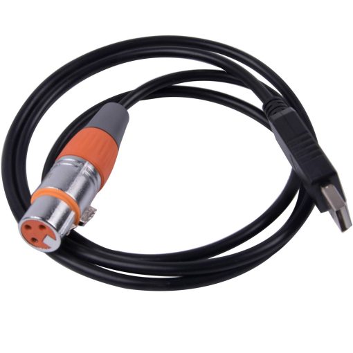 Adaptador de Interfaz USB a DMX LED DMX512 para Computadora de Estudio PC Controlador de Luces de Escenario Dimmer FT232RL RS485 3PIN XLR Convertidor Serial Cable de 16ft, Carcasa USB Negra