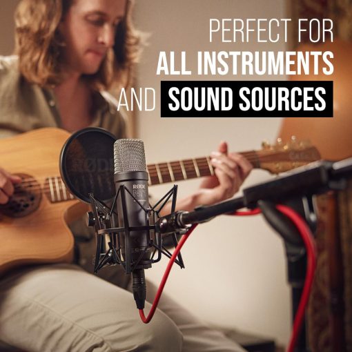 Microfono de condensador de estudio de gran diafragma RØDE NT1 de 5a generacion con salidas XLR y USB, soporte de choque y filtro pop para produccion musical, grabacion vocal y podcasting (Negro) - Imagen 4