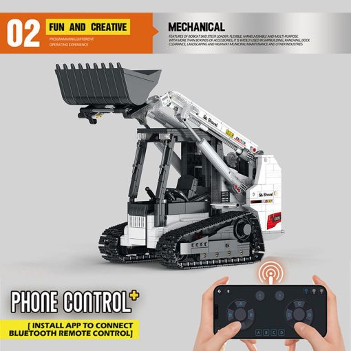 Set de bloques de construccion de tecnologia YILETKC, vehiculo de carga RC de 2.4G/APP Steer Loader juguetes de construccion con motor, regalo de juguete de construccion de cargador de orugas para adultos y adolescentes - 1366 piezas - Imagen 6