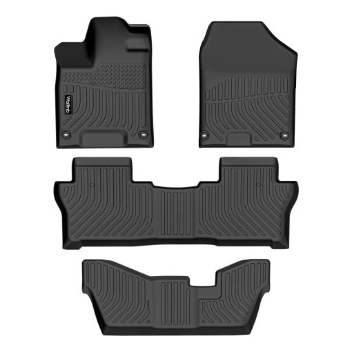 Tapetes a medida Wailtnb para Honda Pilot 8 Pasajeros (No Modelos Elite) 2016-2022 Proteccion Total a Prueba de Agua TPE Impermeables Alfombrillas de Piso 1ª + 2ª + 3ª Fila Juego Completo Accesorios Negro