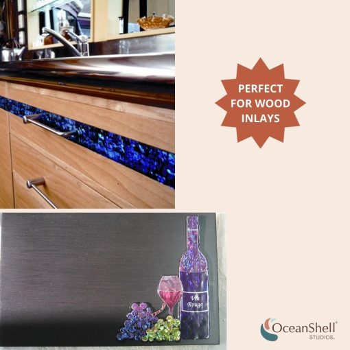 Chapado de Concha de Abulon para Decoraciones de Incrustaciones DIY o Profesionales - Purpura Real de Paua de Nueva Zelanda Sostenible - Con Cinta de Doble Cara 3M - 9.45"X2.75" - Imagen 4