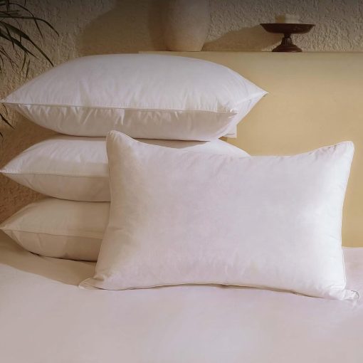 Almohadas de Plumas de Ganso BHZ Tamano Estandar Set de 4 Pack, Coleccion de Lujo de Alternativa Hotelera Almohada de Cama para Dormir Firme Suave Soporte para Durmientes de Costado y Espalda, Blanco, 20x26 Pulgadas