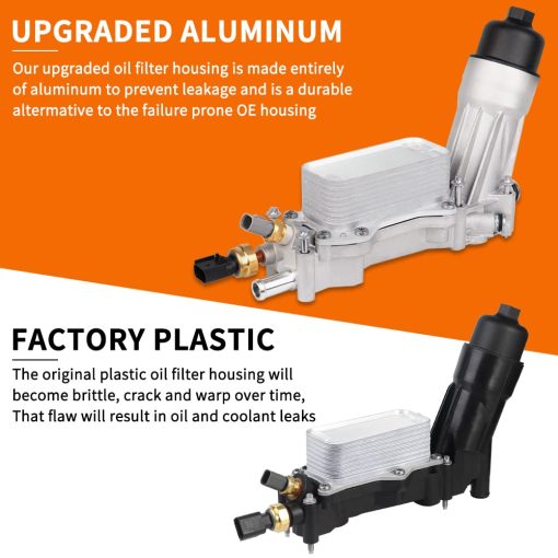 Juego de filtros de aceite de motor de aluminio y adaptador de carcasa de filtro de aceite con juntas de sensor para 2011-2016 Chrysler 200 300, Dodge Charger, Grand Cherokee, ProMaster 3.6L V6 | 5184304AE, 926-959, 68105583AF, 926-876 - Imagen 5