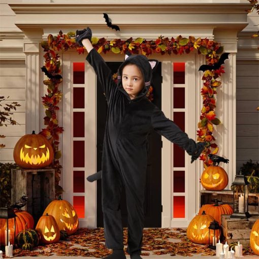 Disfraz de gato ZOMPAKER para ninas, Disfraz de Gato Negro para Ninos, Ideal para Halloween, Fiesta de Disfraces de Animales - Imagen 6