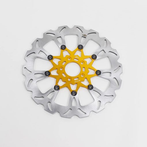 POWERJAMES 9 Spokes 14.0" Front Floating Orange Gold Brake Rotors para Harley Softail Dyna Sportster (Inner Orange) - Imagen 5