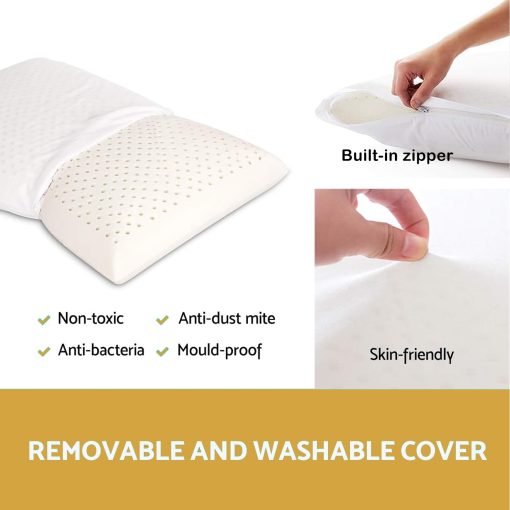 Almohada de Latex 100% Natural Premium Fomwris, Almohada de Cama para Dormir con Funda de Algodon Removible, Ayuda a Aliviar la Presion, Transpirable, Alivio de Presion, Duradera, Mejor Regalo (Tamano King) - Imagen 3