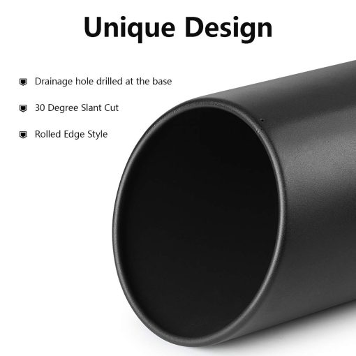 A-KARCK 4" Inlet Exhaust Tip, Negro de Recubrimiento en Polvo Universal 4" Entrada 8" Salida 15" Largo Perno en la Punta del Escape - Imagen 3