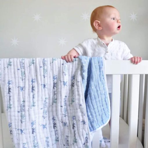 Manta de algodon muselina 100% aden + anais para cuna, para recien nacidos y ninos pequenos, manta de guarderia para ninos y ninas, regalo de registro de bebes y baby shower - Estrella en ascenso - Imagen 4