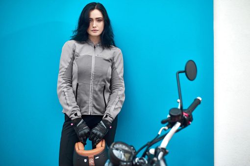 SHIMA Chaqueta de moto para mujer OPENAIR LADY | Chaqueta de verano para mujer de ciudad con armadura CE en espalda hombros codos ajuste de ancho (Gris, XL) - Imagen 4