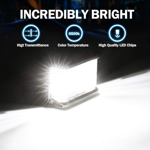 Luces LED Lumimotor Wayup Side Shooter, 2Pcs 4 Pulgadas 96W Triple Fila LED Luces Spot Flood Combo Haz Lateral Doble Cubos de Conduccion Ligera de Niebla para Camiones Tractores ATV UTV Barco - Imagen 3