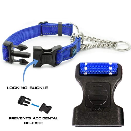 Collar de Cadena Martingale de Acero Inoxidable Max and Neo - Donamos un Collar a un Rescate de Perros por Cada Collar Vendido (Grande, Azul) - Imagen 2