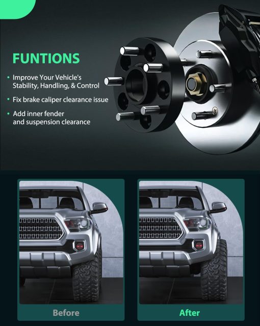 SCITOO 4PCS 1.5" 8 Adaptadores de Rueda - 8x6.5 a 8x180 14x1.5 Estudiantes 130mm - Compatible con Silverado 2500HD 2001-2010 y Silverado 3500 2001-2007 - Negro - Imagen 5