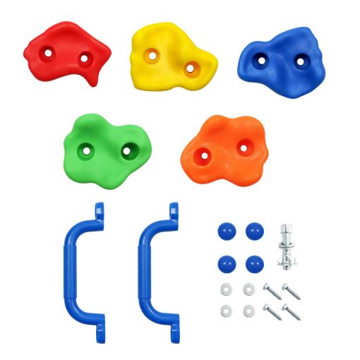 Rainbow Craft DIY Monkey Rock Climbing Holds para Ninos - Juego de 20 Rocas de Escalada de Pared, 2 Manijas y 1 Cuerda de Escalada de 8 pies - Kit de Rocas de Escalada para Ninos - Imagen 4