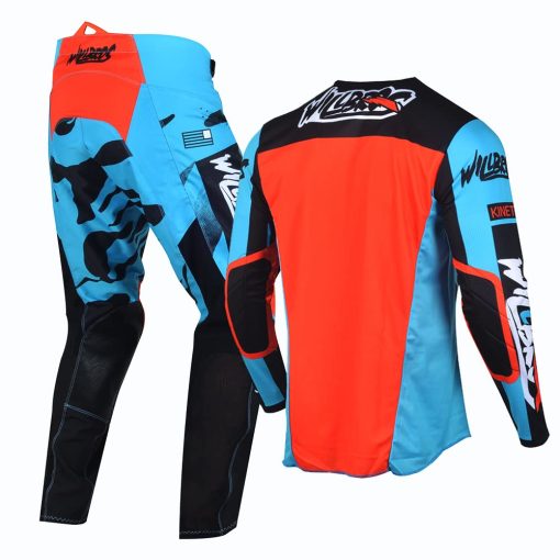 Conjunto de Jersey y Pantalones de Motocross Willbros para Offroad Dirt Bike Riding MX Gear Racewear Azul (Jersey XXL Pantalones 38) - Imagen 3