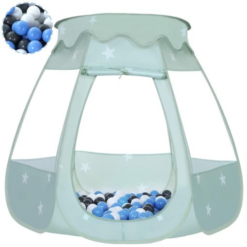 Tienda de Juego con Pelotas Wilhunter para Ninos con 50 Pelotas, Carpa de Juego Emergente para Ninas, Regalos de Princesa para Ninos Juegos Infantiles de Interior y Exterior (Celadon: Gris/Blanco/Azul Bebe, 109x90cm/50 Pelotas)