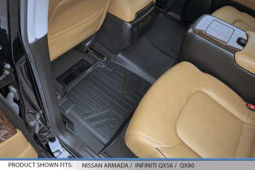 Juego de 2 tapetes para piso SMARTLINER a medida color negro compatible con Armada 2017-2018 / Infiniti QX56 2011-2013 / QX80 2014-2018 - Imagen 4