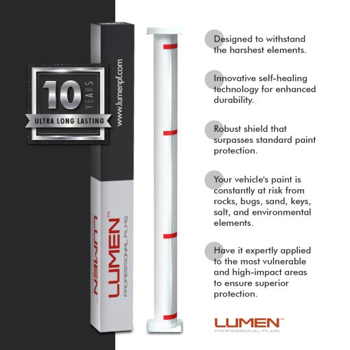 Pelicula de Proteccion de Pintura Transparente Lumen Elite - 60" x50' TPU de Calidad Superior, Avanzada Anti-Amarilleo, Autocuracion Elite, Proteccion UV Mejorada, Hasta 10 Anos de Durabilidad Pelicula Premium PPF para Automoviles - Imagen 6