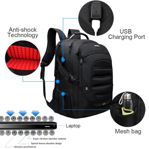 Mochila de Viaje para Laptop SHENGTS de 19 Pulgadas con Puerto de Carga USB Mochila de Negocios para la Universidad Bolsa Estilizada - Imagen 5