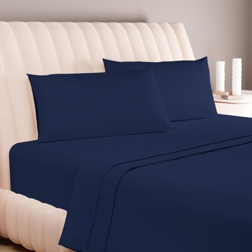 Juego de Sabanas Divididas Carressa Linen 100% Algodon Egipcio para Cama Ajustable - 600 Hilos 5 PC Juego de Sabana Dividida King Size Superior, Bolsillo Profundo de 16" Suave Sabanas de Enfriamiento Split Top King - Azul Marino