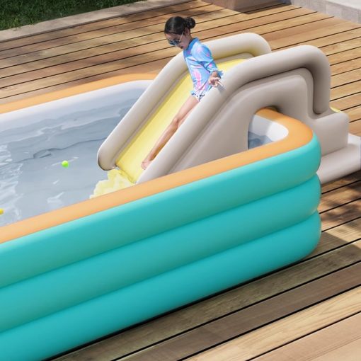 Resbaladilla Inflable para Piscina, Juego Acuatico de Verano, Escalera Trampolin Universal para Piscina en Casa - Imagen 7