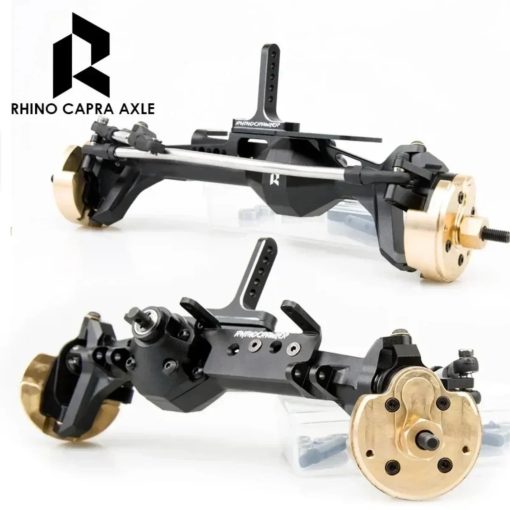 Set de Ejes delanteros y traseros de metal completo Rhino Capra para Coche Crawler RC 1/10 Axial SCX10 I SCX10 II Redcat GEN8 RGT EX86100 (Color Negro) - Imagen 2