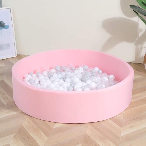 TRENDBOX Extra Large Soft Foam Ball Pit 51.2 x 11.8 in Piscina Redonda de Bolas de Espuma para Niños Paredes Gruesas y Seguras - Rosa Claro - Imagen 5