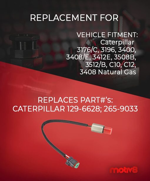 Sensor de velocidad pesado GP SP de 3 pines Motiv8 para Caterpillar 3176/C, 3196, 3400, 3408/E, 3412E, 3508B, 3512/B, C10, C12, 3408 Gas Natural | Reemplazo para CAT 129-6628, 265-9033 - Imagen 2