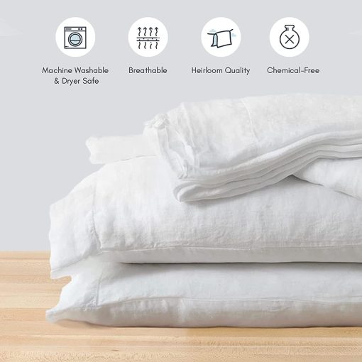 Sabana Ajustable 100% Lino Frances Baloo (Gris Paloma - 54"x75" - Tamano Completo) | Fresca, Suave y Duradera | con Bolsillos de 16" de Profundidad | Certificacion Oeko-TEX? Standard 100 - Imagen 2