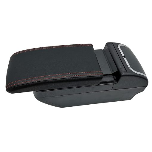 YJYWZH para Mitsubishi Mirage Attrage 2014-2024 Caja de reposabrazos Consola central Caja de almacenamiento manual Consolas centrales con 4 puerto USB Portavasos Reposabrazos Doble capa Negro (4 USB Negro con hilo rojo) - Imagen 3
