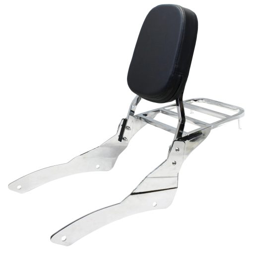 YHMOTO Respaldo Sissy Bar con Parrilla para Equipaje para Yamaha VStar 650 400 DS650 Classic DS400 V star 1996-2017 (Cromo- para 650 Classic)