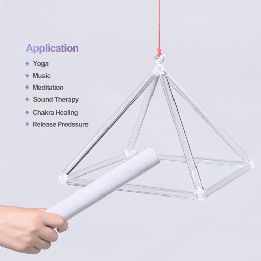 Cristal Piramidal de Canto de Sanacion Sonora de Cuarzo 8'' con Palo de Gamuza Gratis - Imagen 5