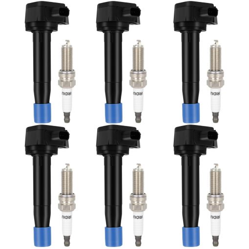 Conjunto de 6 bobinas de encendido ECCPP UF603 con 6 bujias de iridio para Ford, Acura, Honda RL TL TSX, Accord Crosstour, Odyssey 2009 2010 2011 2012 2013 2014 3.5L 3.7L V6 UF603