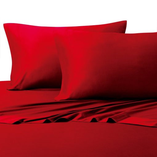 Juego de Sabanas de Bambu 100% Natural de Royal Hotel Bedding, Sabanas Suaves y Frescas, Sabana y Fundas de Almohada Transpirables, Set de 4 Piezas - Bolsillo Profundo de 15 Pulgadas - Tamaño King - Rojo - Imagen 3