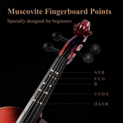 Violin Eastar de 3/4 para Principiantes, Kit de Violines para Estudiantes, Viola con Estuche Rigido, Resina, Reposacabezas, Arco y Cuerdas Extra (Guia de Dedo Impresa en el Diapason) - Imagen 2