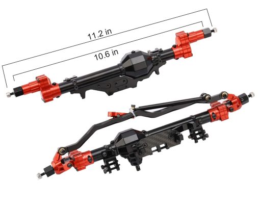 Eje delantero y trasero de portales de aluminio para 1/10 Axial Wraith 90018 90048 90053 90018 90020 90045 90056 RR10 Coche de Crawler RC (Negro con Rojo) - Imagen 2