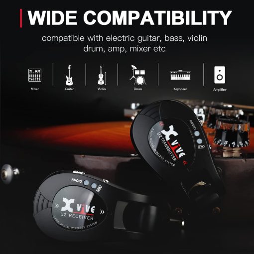 Sistema inalambrico para guitarra Xvive U2 con transmisor y receptor para guitarras electricas, bajo, violin (Carbono) - Imagen 6