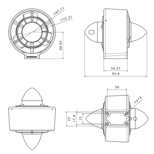 APISQUEEN U2 Thruster Subacuatico 12-16V 300W Motor Sin Escobillas 1.7Kg Empuje para Kayaks, ROV, Barcos RC, Vehiculos Subacuaticos, Buceo (CCW) - Imagen 6