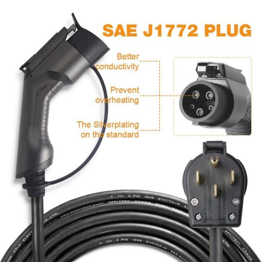 Cargador para vehiculo electrico BESENERGY de 32 amperios Nivel 2, NEMA14-50 220V-240V Estacion de carga portatil actualizada, Cargador de vehiculo electrico compatible con todos los vehiculos electricos J1772 - Imagen 4