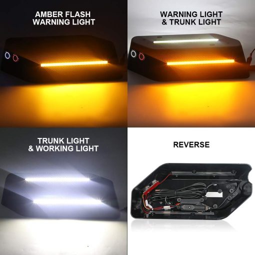 Luz de Tronco LED COWONE para Levante de Vidrio Trasero Compatible con Jeep Wrangler JL JLU 2018-2021 Luz de Carga LED con Luz de Advertencia Blanca/ambar para Camping Pesca Actividades al Aire Libre - Imagen 3