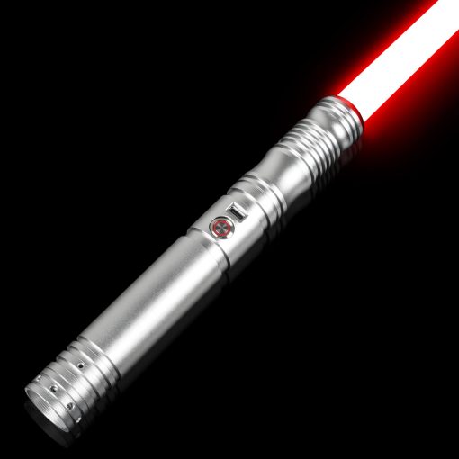 Sable de Luz Duelo - Sables Laser de Balanceo Suave con 16 Colores Cambiables FX Sable con 4 Fuentes de Sonido, Empuñadura de Metal para Adolescentes Adultos Duelos Pesados, FOC, Blaster (Plata)