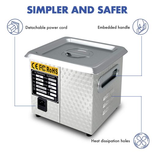 Limpieza Ultrasonica 200W Limpiador de Piezas Calentado 2L (Capacidad liquida de 1.5L) para Pequenos Carburadores Inyectores Pistolas Balas Laton y Joyas Profesional Bano Ultrasonido de Acero Inoxidable Actualizado - Imagen 4